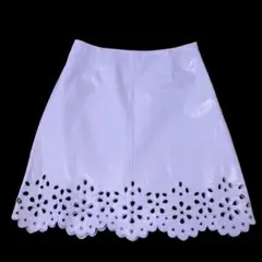 セリーヌ 透かし花柄 ラム革 レザースカート