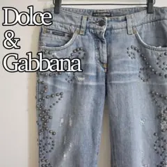 DOLCEu0026GABBANA スタッズ クロップド ジーンズ イタリア製 ハラコ