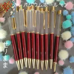 【ゴールド】ハーバリウムボールペン【赤茶色】10本セット　ジュエル付★