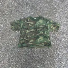 80s 迷彩tシャツ　シングルステッチ　軍物　ミリタリー　短丈　y2k