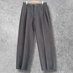 メンズスラックス　タック　カジュアルパンツ　ダークグレー ビジネス M