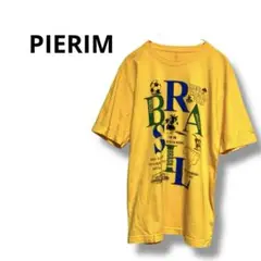 【PIERIM】半袖　Tシャツ　ロゴ　ブラジル　サッカー　イエロー　M