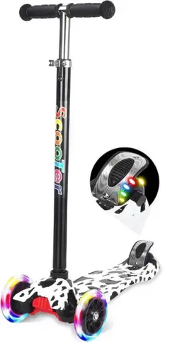 新品未使用 子供用 キックボード 光るホイール 牛柄