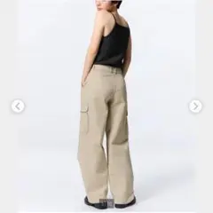 GU　ジーユー　バレルレックカーゴパンツ　ベージュ　L