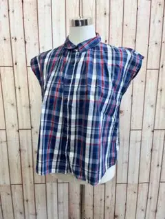 ⭐︎RETRO GIRL⭐︎春夏涼しげ⭐︎チェック柄ノースリーブシャツF【中古】a12