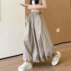 バルーンスカート ゆったり ロング ギャザー スタイルアップ ぽわん