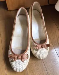 パンプス メッシュ 百貨店購入品 サイズL 麦わら ストロー ローヒール