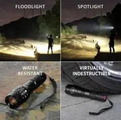 正規品【2個セット】防水LEDランプ高輝度ライト/USB充電式LED懐中電灯