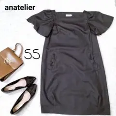 anatelier アナトリエ 半袖 ワンピース ドレス SS ブラック 裏地付