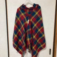 フード付きポンチョ チェック柄