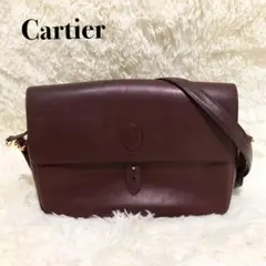 【良品】カルティエ ショルダー マストライン レザー C金具 ボルドー