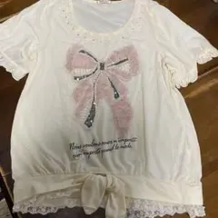 アクシーズファム　リボン刺繍 半袖Tシャツ