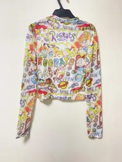 クロップド 90's レディース メッシュ シアー カートゥーン 派手柄 へそ出