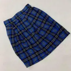 mystic ミニスカート チェック柄 タック入り 裏地付き ブルー Fサイズ