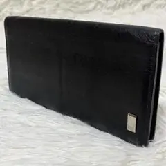 ダンヒル 長財布 サイドカー ロゴ金具　黒　ブラック オールレザー