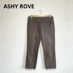 ASHY ROVE クロップドパンツ リネン混 サイドスリット 日本製 茶色 M