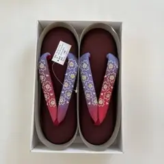 花柄刺繍 草履 紫と赤のグラデーション