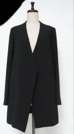 美品 Theory ロング ノーカラー ジャケット ブラック