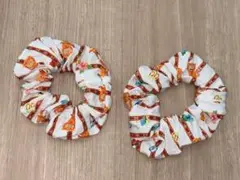 動物柄・花柄シュシュ2個セット