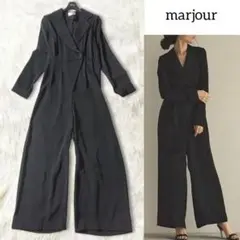 マージュール オールインワン M ブラック 長袖 カシュクール ワイドパンツ