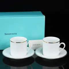 Y2829-1 ティファニー 金彩 デミタスカップ＆ソーサー 2客 箱付き　#8