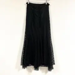 JLBB 透け感が美しい◎ 大人デザイン✨　ロングスカート　ブラック【965】