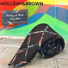 新品　HOLLIDAY&BROWNプリントタイ　ブラウン　ハンドメイド