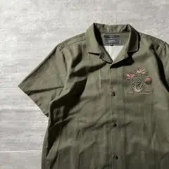 【レーヨンシャツ、オープンカラー◎】ロアーク古着アロハ窪塚洋介スカル黒アメカジ. レーヨンシャツ、オープンカラー◎】ロアーク古着アロハ窪塚洋介
