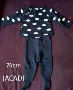 Jacadi 雲柄　ネイビー　セットアップ74cm