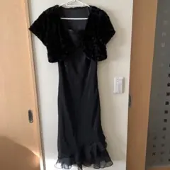 AIMER 黒ドレス+ファーボレロ付 Mサイズ9号 結婚式 お呼ばれ パーティー