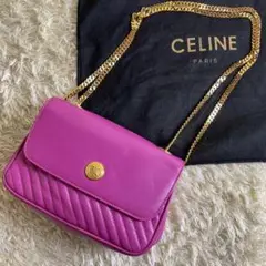 希少 CELINE オールドセリーヌ チェーンショルダーバッグ ピンク 2way