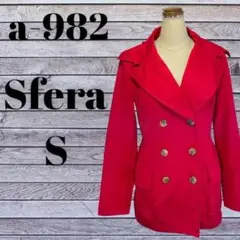 美品 トレンチコート Sfera Sサイズ 肩パッド入り 赤 レッド系