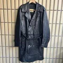 英国製 60s vintage レザーロングトレンチコート 古着