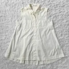 ANELA LUX 白 ノースリーブ シャツ ブラウス L オフホワイト 綿