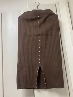 リブ編みブラウンタイトスカート