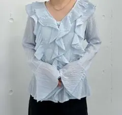 【新品タグ付き】archives花柄アソートラッフルフリルミドルブラウス