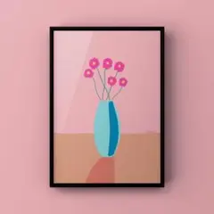 ★A4フレーム付き★オリジナル アートポスター FLOWERS⑤ インテリア 花