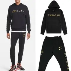 XXL ゴールド SWOOSH セットアップ パーカー スウェットパンツ