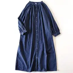 極美品♡　08mab　ゼロハチマブ　バンドカラー　デニム　ロング　ワンピース