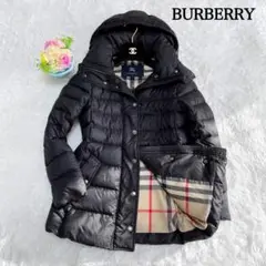 美品 BURBERRY バーバリー ノバチェック ダウンジャケット 黒 38