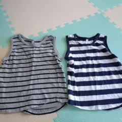ストライプ ノースリーブ タンクトップ 2枚セット