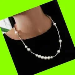 ❤❤❤☆ヒット商品❤❤☆真珠韓国ネックレスチェーンシルバー パール