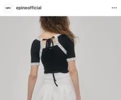 épine lace rib 2way tops black