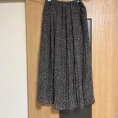 花柄フレアロングスカート 黒