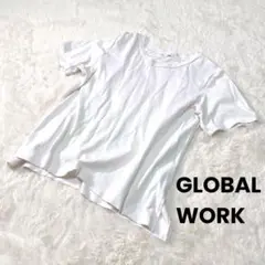 【グローバルワーク】半袖Tシャツ 薄ピンク パウダーピンク サイドスリット入 M