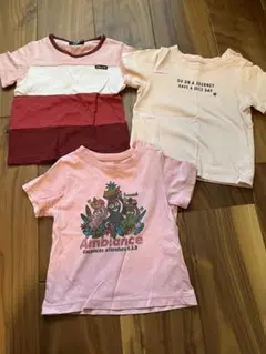 コムサイズムボーダーTシャツ3枚セット 90 ピンク バーバパパ