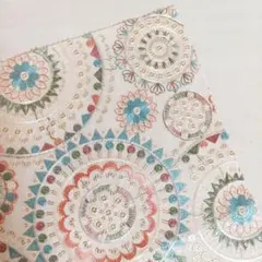 【45×45】(22×28欠け有) インド刺繍生地 はぎれ 布 生地