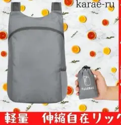 リック　エコバック　おりたみリック　お買い物 　グレー　折りたたみ　ボール入れ