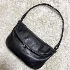 【希少】イルビゾンテ ショルダーバッグ がま口 レザー ロゴ型押し ブラック
