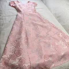 お姫様パーティードレス カラードレス 結婚式 バラ柄ピンク